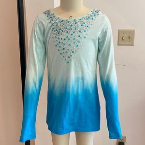 Haven Girl size 8 ombré bedazzled teal shirt
